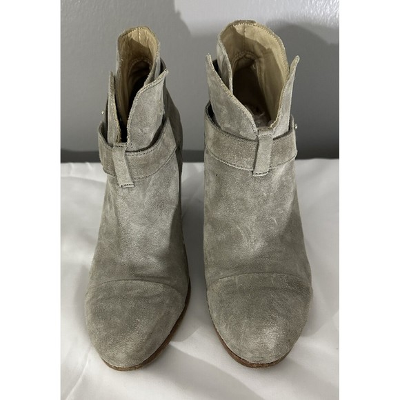 Rag & Bone Womens Sz 38 (US Sz 7.5) Gray Leather Heeled Ankle Boots Suede Bootie - Picture 1 of 9